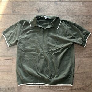 JW ANDERSON Olive Polo Shirt with White Trim
